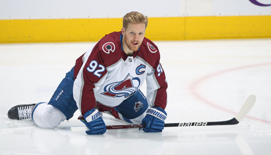 Gabriel Landeskog #92 of the Colorado Avalanche...