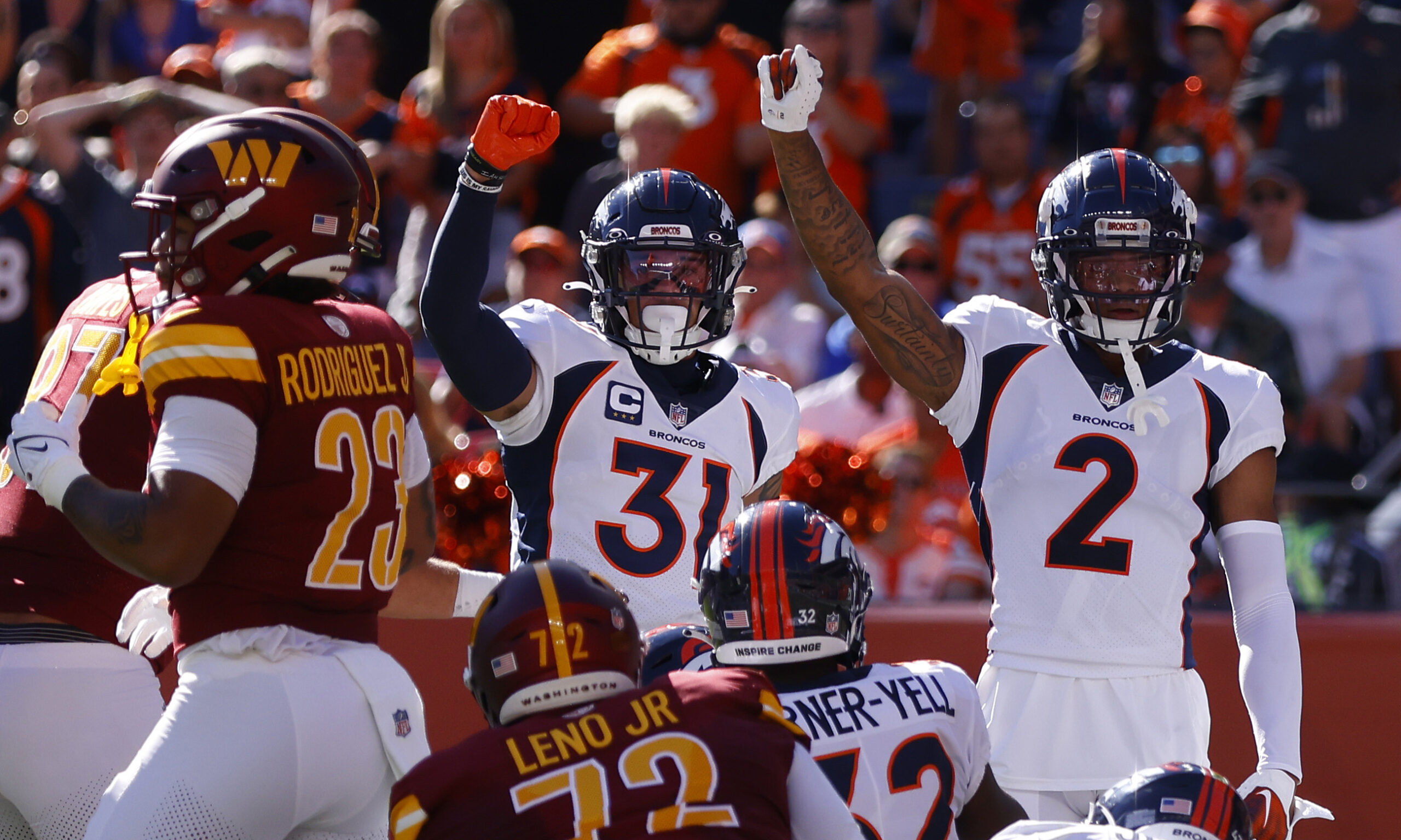 Justin Simmons and Pat Surtain II of the Denver Broncos...