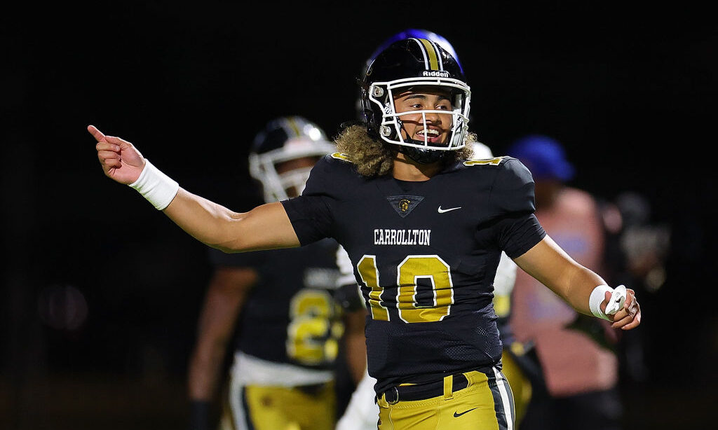 Julian "Ju Ju" Lewis #10 of the Carrollton High School Trojans...