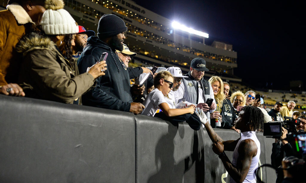 Travis Hunter #12 of the Colorado Buffaloes...