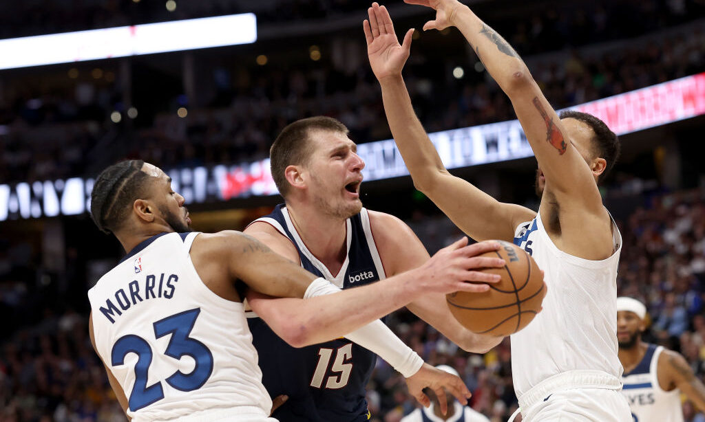Nikola Jokic #15 of the Denver Nuggets...
