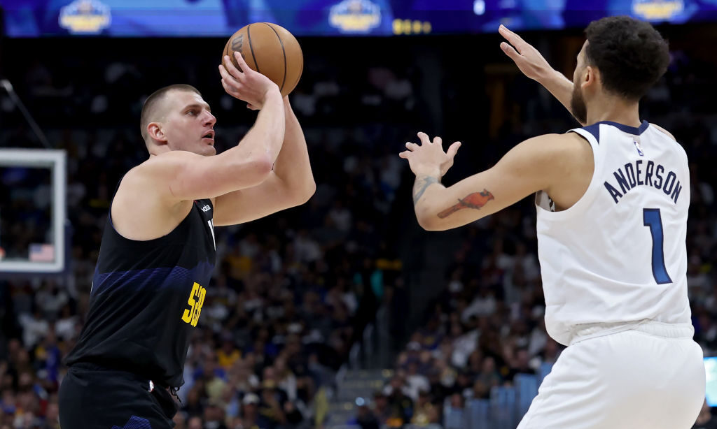 Nikola Jokic of the Denver Nuggets in Game 5 against the Wolves...