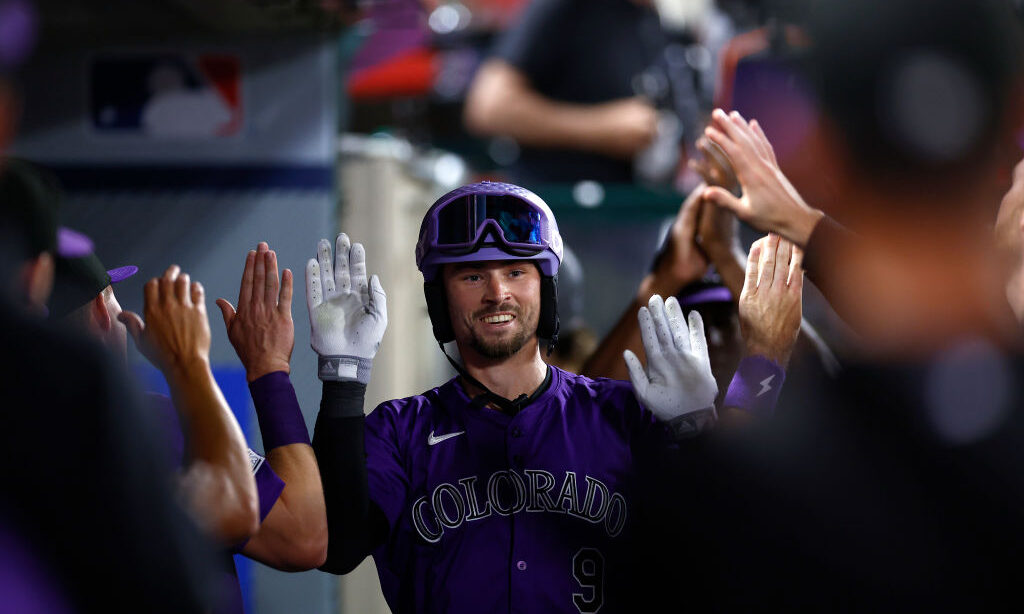 Brenton Doyle #9 of the Colorado Rockies...