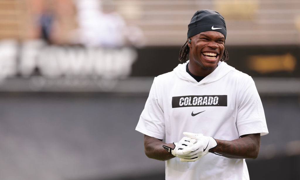 Travis Hunter #12 of the Colorado Buffaloes...