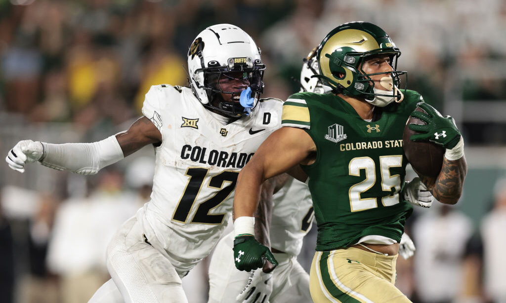 Avery Morrow #25 of the Colorado State Rams runs with the ball during the second half against the C...
