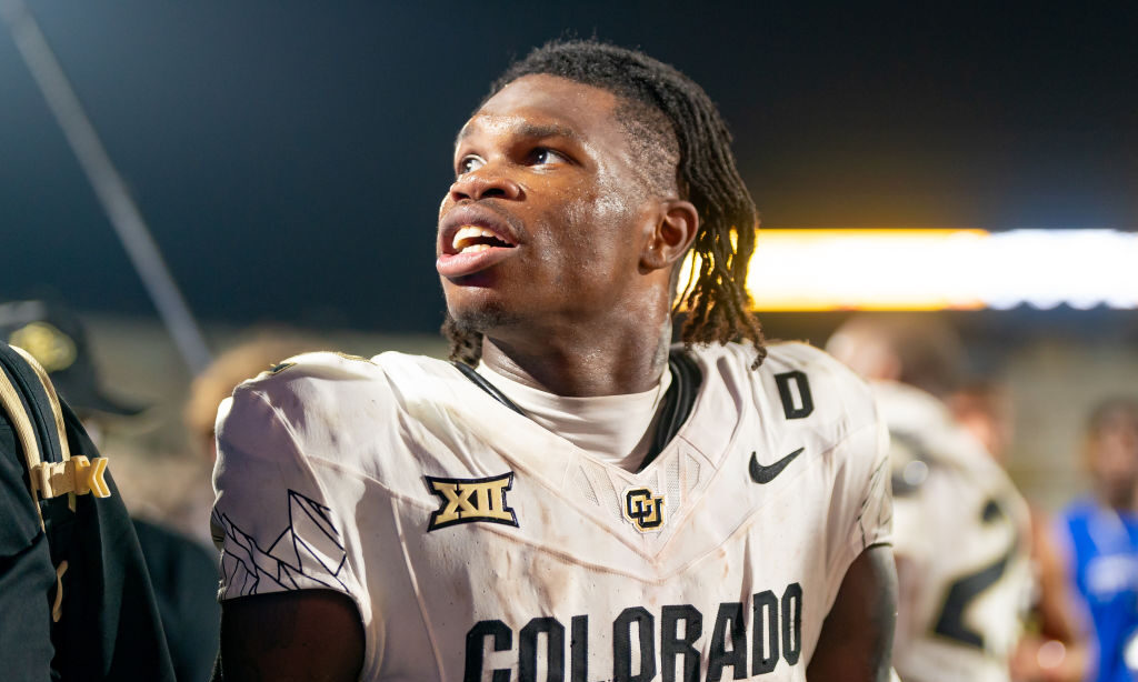 Colorado Buffaloes wide receiver Travis Hunter (12) looks into the stands after a college football ...