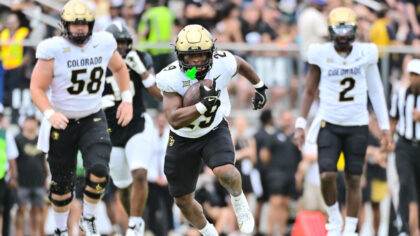 Micah Welch #29 of the Colorado Buffaloes...