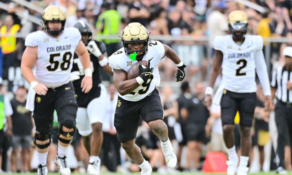 Micah Welch #29 of the Colorado Buffaloes...