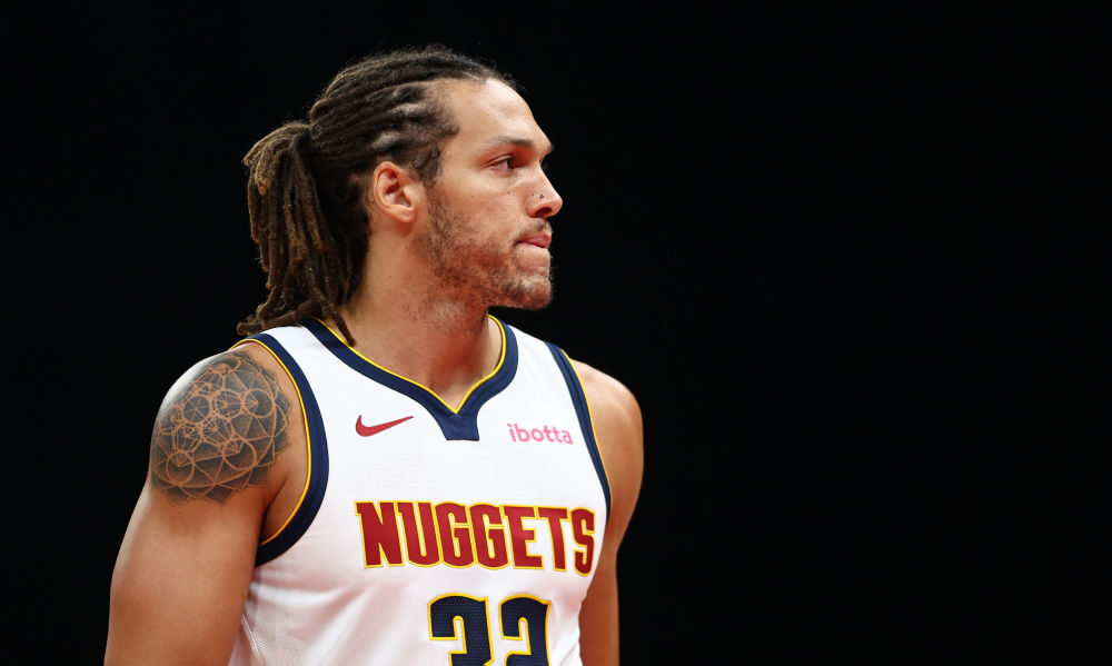 Aaron Gordon of Denver Nuggets looks on during the NBA match between Denver Nuggets and Boston Celt...