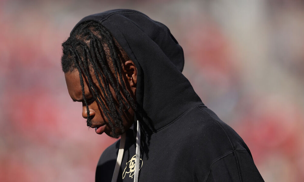 Wide receiver Travis Hunter #12 of the Colorado Buffaloes...