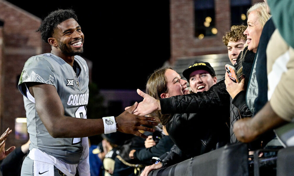 Shedeur Sanders #2 of the Colorado Buffaloes...