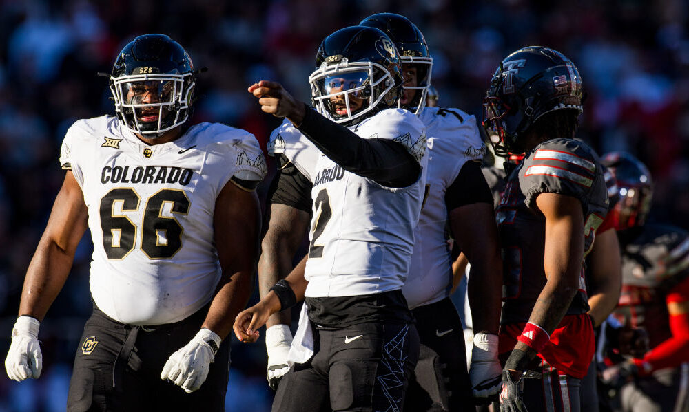 Shedeur Sanders #2 of the Colorado Buffaloes...
