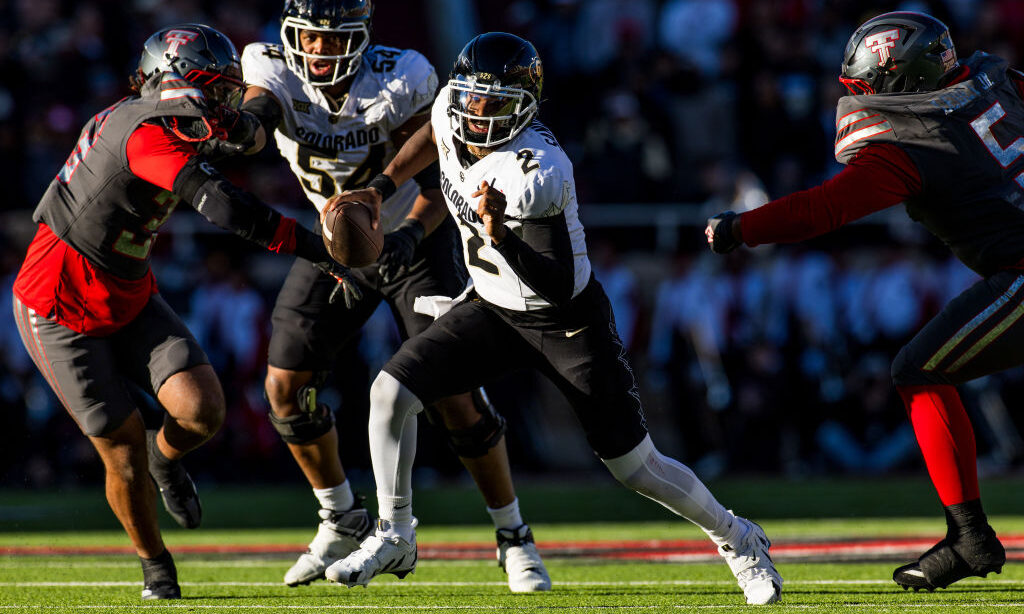 Shedeur Sanders #2 of the Colorado Buffaloes...