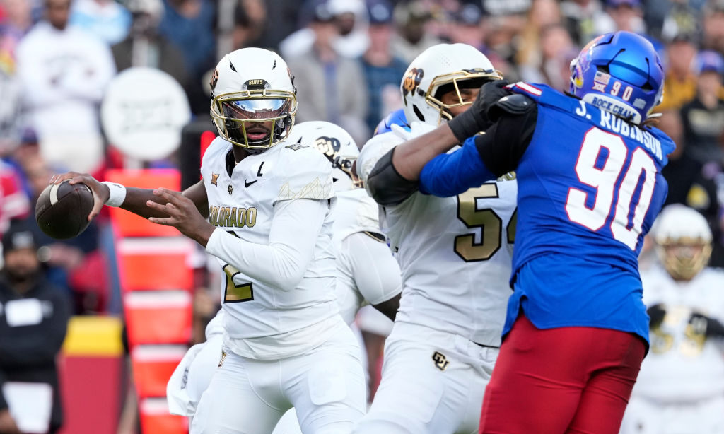 Quarterback Shedeur Sanders #2 of the Colorado Buffaloes...