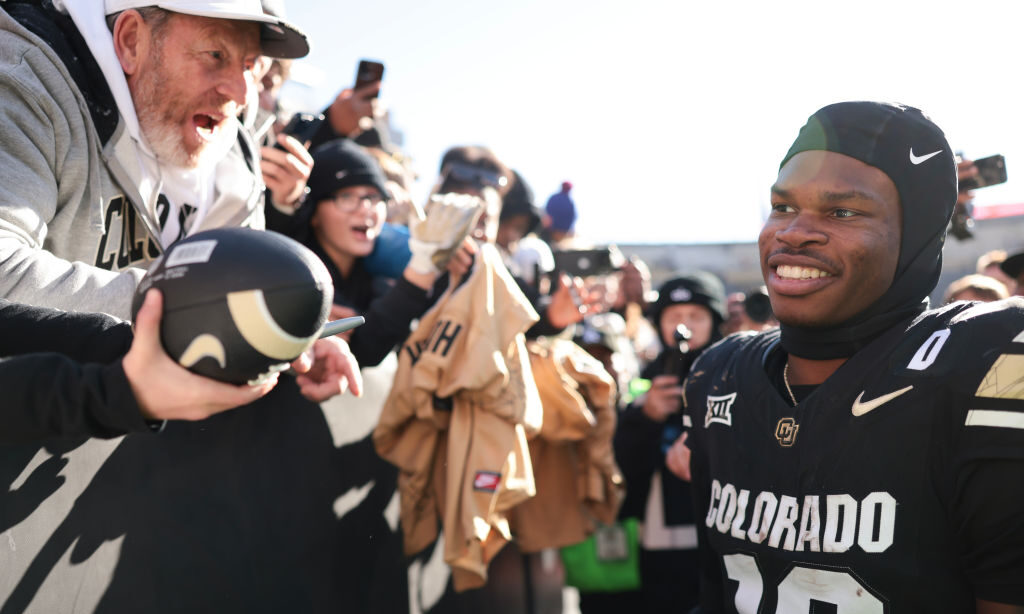 Travis Hunter #12 of the Colorado Buffaloes...