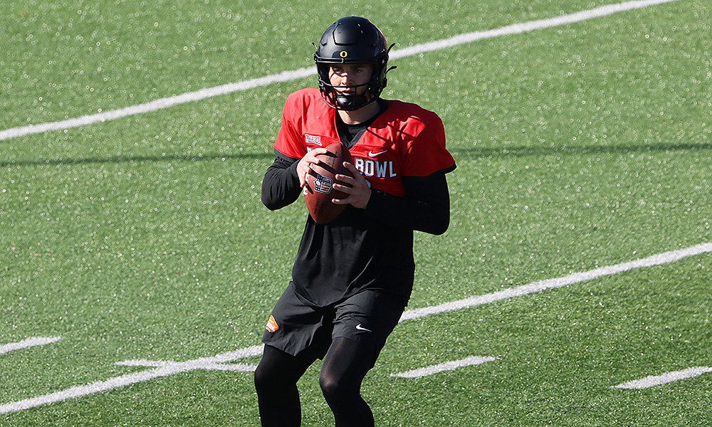 Bo Nix at the Senior Bowl...