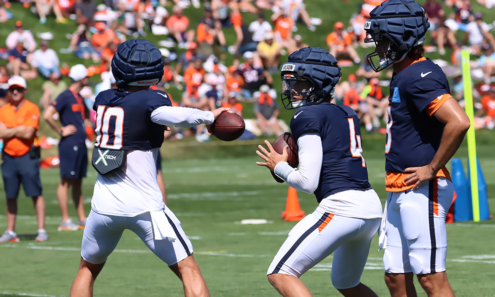 Broncos QBs Bo Nix, Zach Wilson and Jarrett Stidham...