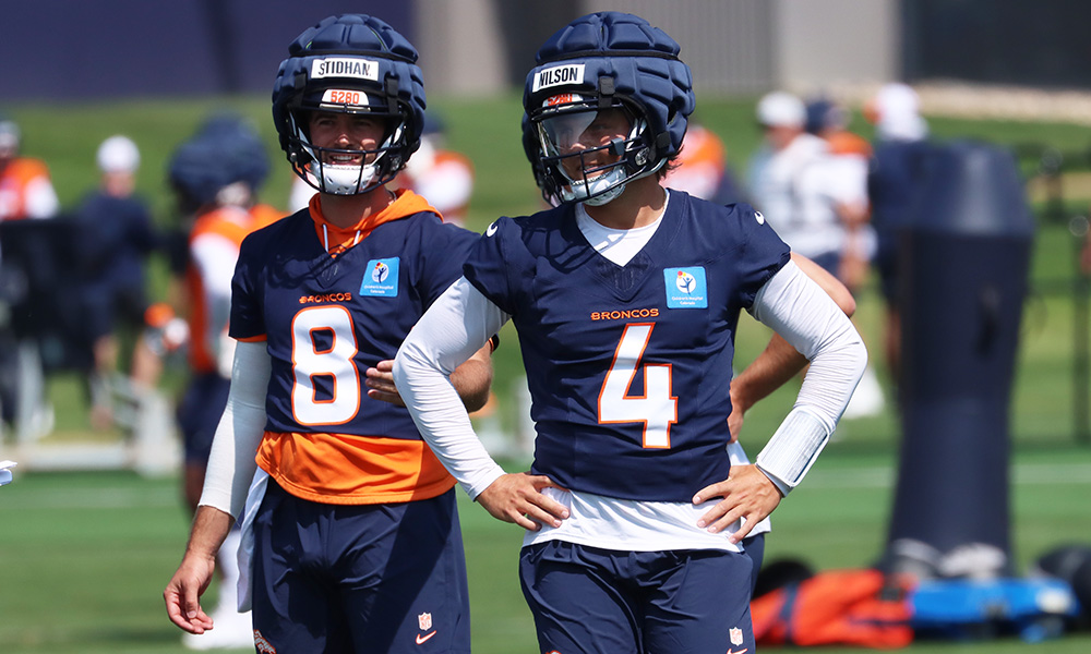 Broncos backup quarterbacks Jarrett Stidham and Zach Wilson...